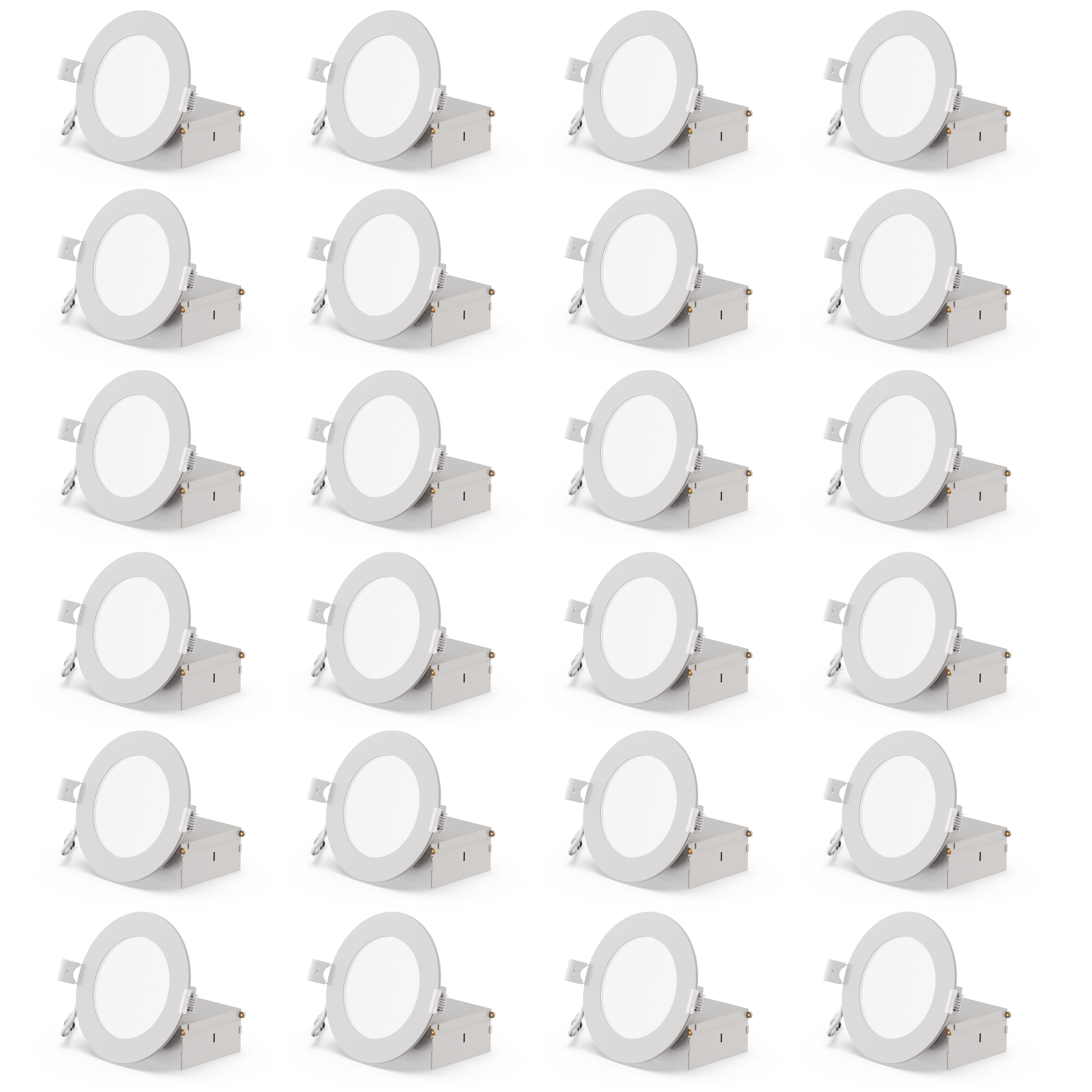Infibrite Slim LED Recessed Light Kit - 4in., 6000K, 9W, 750 Lumens, 24 Pack, Dimmable, Wet Rated, White, Model# IB-001-6-9W-WH-24PK